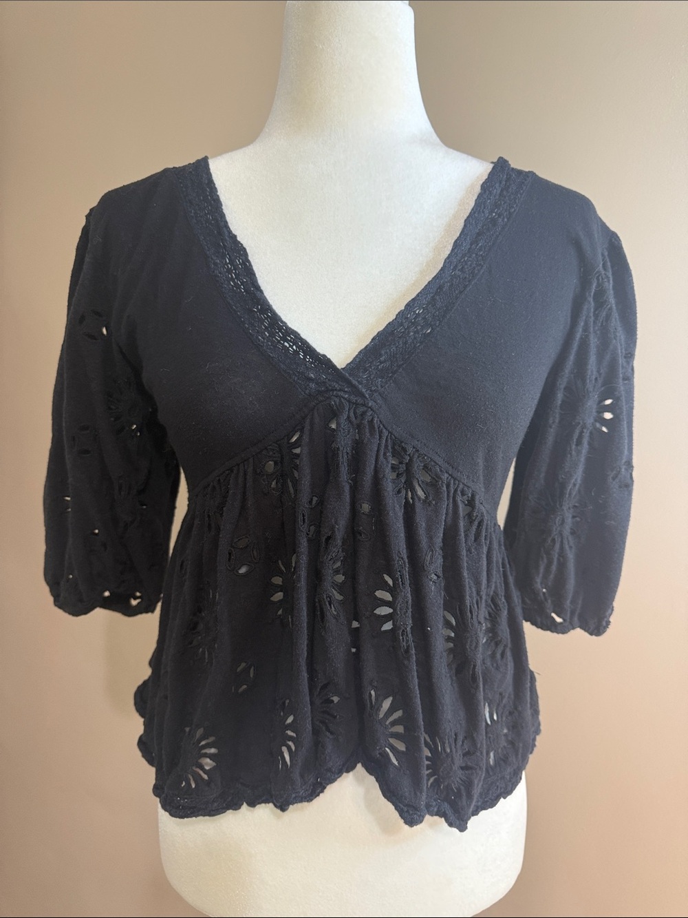 Free People Black Peasant Blouse